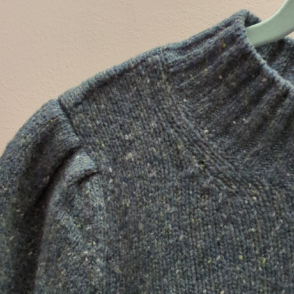 Faherty Teal Boone Sweater Merino Wool Preppy Neutral Cottage Prairie Sz Large - Picture 4 of 5